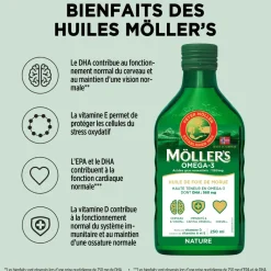 Oméga-3 huile de foie de morue sans arome Möller's - flacon de 250ml