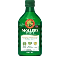 Oméga-3 huile de foie de morue sans arome Möller's - flacon de 250ml