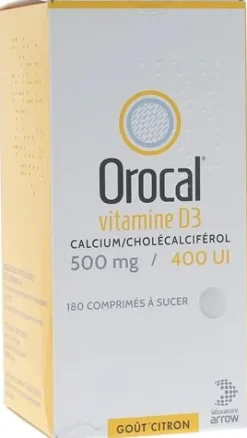 Orocal Vitamine D3 500mg/400 U.I comprimé à sucer