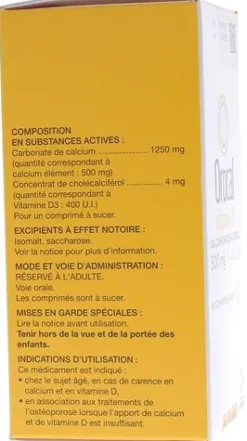 Orocal Vitamine D3 500mg/400 U.I comprimé à sucer