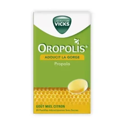 Oropolis propolis goût miel citron sans sucres Vicks - boite de 20 pastilles