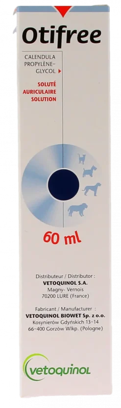 Otifree soluté oriculaire pour les chiens et les chats Vetoquinol