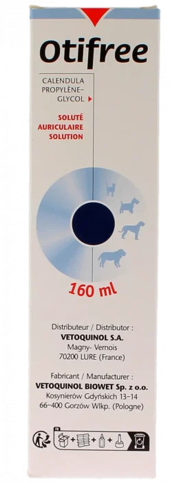 Otifree soluté oriculaire pour les chiens et les chats Vetoquinol