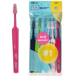 Pack brosses à dents souples Select TePe - lot de 6 brosses à dents