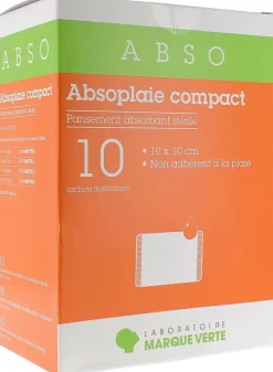 Pansements Absorbants Non adhérents stériles Absoplaie Compact Abso - boîte de 10 sachets individuels