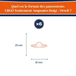 Pansements ampoules doigt et orteil petit format Urgo - 1 pansements hydrocolloïdes