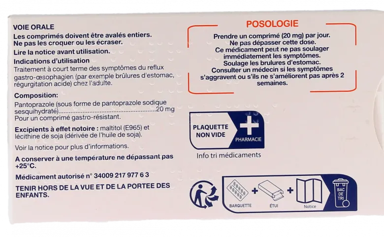 Pantoprazole 20 mg EG Labo – 14 comprimés gastro-résistants