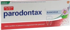 Parodontax blancheur dentifrice fluor saignement occasionnels gencives - 2 tubes de 75 ml