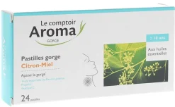 Pastille gorge citron-miel Le Comptoir Aroma - boite de 24 pastilles