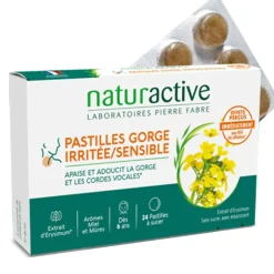 Pastilles gorge irritée et sensible Naturactive - boîte de 24 pastilles