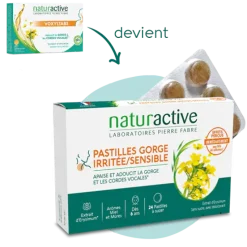 Pastilles gorge irritée et sensible Naturactive - boîte de 24 pastilles