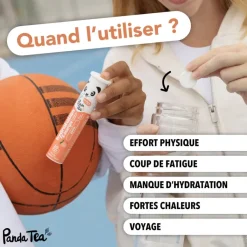 Pastilles hydratation et énergie goût pêche Panda Tea - 20 pastilles effervescentes