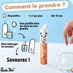 Pastilles hydratation et énergie goût pêche Panda Tea - 20 pastilles effervescentes