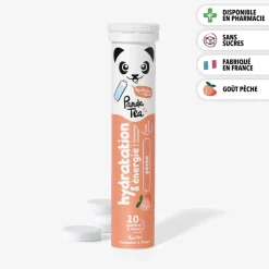 Pastilles hydratation et énergie goût pêche Panda Tea - 20 pastilles effervescentes