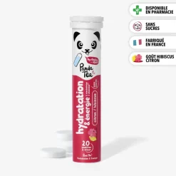 Pastilles hydratation et énergie goût hibiscus citron Panda Tea - 20 pastilles effervescentes