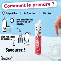 Pastilles hydratation et énergie goût hibiscus citron Panda Tea - 20 pastilles effervescentes