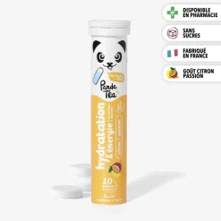 Pastilles hydratation et énergie goût citron passion Panda Tea - 20 pastilles effervescentes