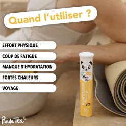Pastilles hydratation et énergie goût citron passion Panda Tea - 20 pastilles effervescentes