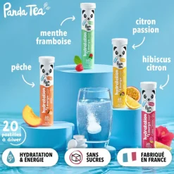 Pastilles hydratation et énergie goût menthe framboise Panda Tea - 20 pastilles effervescentes