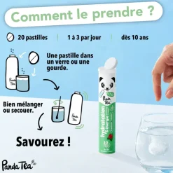 Pastilles hydratation et énergie goût menthe framboise Panda Tea - 20 pastilles effervescentes
