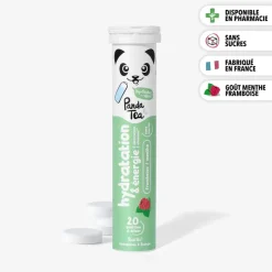 Pastilles hydratation et énergie goût menthe framboise Panda Tea - 20 pastilles effervescentes