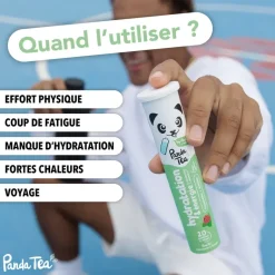 Pastilles hydratation et énergie goût menthe framboise Panda Tea - 20 pastilles effervescentes