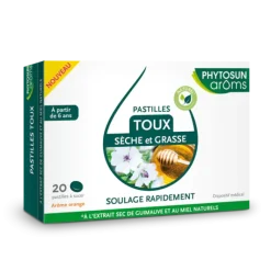 Pastilles toux sèche et grasse arôme orange Phytosun Arôms - boîte de 20 pastilles