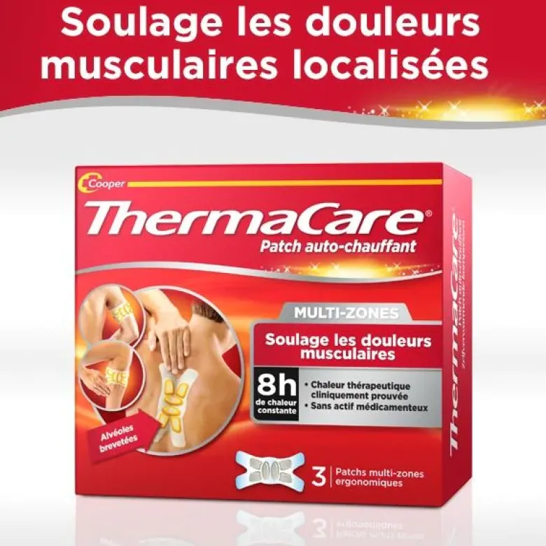 Patch auto-chauffant 8h multi-zones ThermaCare - 3 patchs