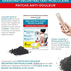 Patchs anti-douleur thermothérapie décontractant musculaire Granions - boite de 5 patchs
