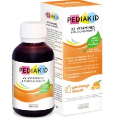 Pediakid 22 vitamines et oligo-éléments goût orange abricot - flacon de 125 ml