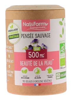 Pensée sauvage bio Beauté de la peau Nat&Form - pot de 90 gélules
