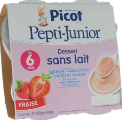 Pepti-junior dessert sans lait goût fraise Picot - 4 pots de 100g