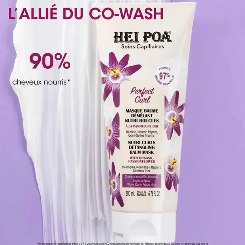 Perfect Curl masque baume démêlant nutri boucles Hei Poa - tube de 200ml