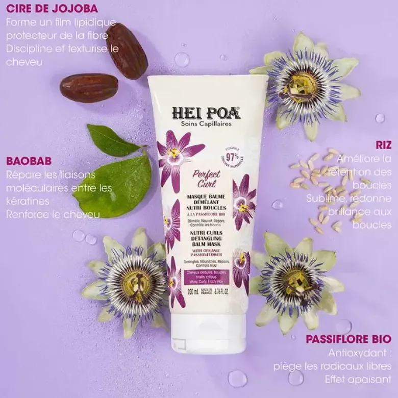 Perfect Curl masque baume démêlant nutri boucles Hei Poa - tube de 200ml