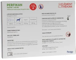 Perfikan 26,8 mg/240 mg pour très petits chiens Clément-Thékan - 4 pipettes de 0,44 ml