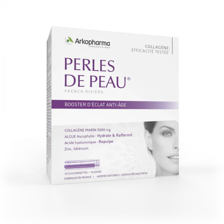 Perles de peau Booster d'éclat anti-âge Arkopharma - boîte de 10 flaconnettes