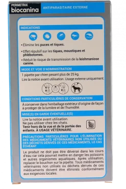 Permetrix solution pour spot-on grand chien Biocanina - boite de 3 pipettes de 0,4ml