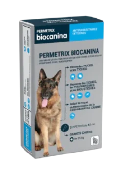 Permetrix solution pour spot-on grand chien Biocanina - boite de 3 pipettes de 0,4ml