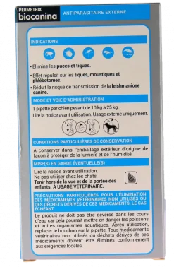Permetrix solution pour spot-on chien moyen Biocanina - boite de 3 pipettes de 0,4ml