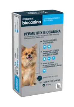 Permetrix solution pour spot-on très petit chien Biocanina - boite de 3 pipettes de 0,4ml
