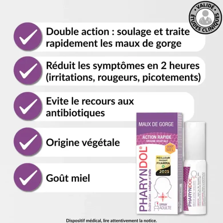 Pharyndol maux de gorge adulte PediAct - spray de 30ml