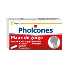 Pholcones Bismuth Dès 15 ans, Adultes – 8 suppositoires
