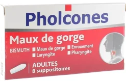 Pholcones Bismuth Dès 15 ans, Adultes – 8 suppositoires