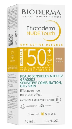 Photoderm Nude Touch SPF50+ teinte dorée Bioderma - flacon de 40 ml