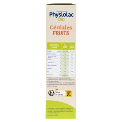 Physiolac bio céréales fruits dès 6 mois Gilbert - boite de 200 g