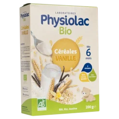 Physiolac bio céréales vanille dès 6 mois Gilbert - boite de 200 g
