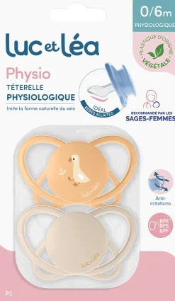 Physio téterelle physiologique 0/6 mois Luc et Léa - lot de 2 sucettes