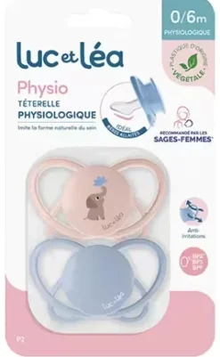 Physio téterelle physiologique 0/6 mois Luc et Léa - lot de 2 sucettes