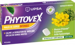 Phytovex Pastilles sans sucre Maux de gorge intenses Upsa - boîte de 20 pastilles