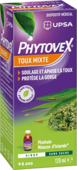 Phytovex sirop toux mixte sans sucre Upsa – 120 ml